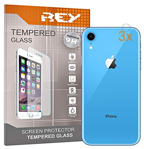 REY Protector de Pantalla para iPhone XR Cámara Trasera, Anti Rayaduras (Pack 3X)