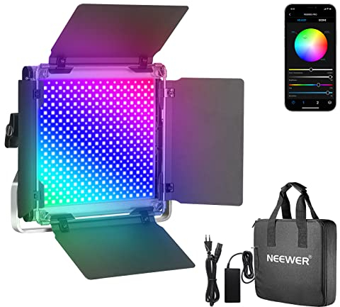 NEEWER 660 PRO 50W RGB LED Videoleuchte Panel mit APP Steuerung 360° Vollfarbe Video Licht CRI 97 mit Barndoor/U-Halterung für Studio Dauerlicht Fotografie