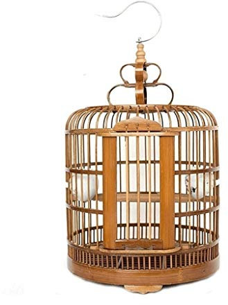 PIAOLING Hochwertiger Vogelkäfig Runder Vogelkäfig Bambus Wandbehang Wandbehang Vogelkäfig Indoor Outdoor Large Canary Parrot Vogelkäfig Zubehör Durchmesser 33cm Langlebig