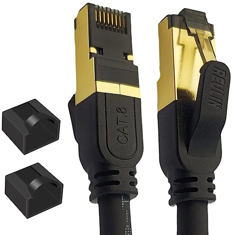 Reulin  – PREMIUM a Trefoli di Rame Cavo Ethernet RJ45 LAN Cat 8 SSTP 40 Gbps Compatibile con Switch Console da Gioco WiFi Modem Router Smart TV Box 4K 8K Computer Portatile Internet 15M