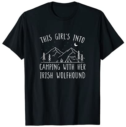 Mädchen ins Camping mit ihrem irischen Wolfshund Camper T-Shirt