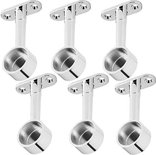3 Paar (6 Stück) Schrankstangenhalter für 3 runde Schrankrohre Ø 25 mm Chrom poliert höhenverstellbar 64-93 mm Kleiderstangenhalter Schrankrohrlager Schrankstangenträger von SOTECH