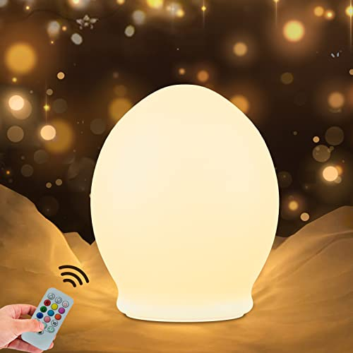 WHA&DARREN Eierlampe Nachtlicht für Kinder zimmer lampe nachtlicht baby nachttischlampe nachtlicht dimmbar lampe mit fernbedienung touch Farbwechsel Schlaflicht Kind Geburtstag Geschenk