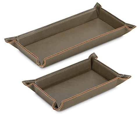 Navaris Bandejas de cuero sintético - Set de 2x bandeja vaciabolsillos para dejar llaves monedas - Cuenco para recibidor oficina escritorio