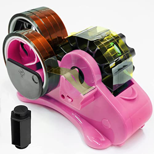 Thermobandspender für Sublimation, Mehrfach-Rollen mit 2,5 cm und 7,6 cm Kern, Doppelrollen-Sublimationskerne, halbautomatischer Thermobandspender mit Fächern, Rosa