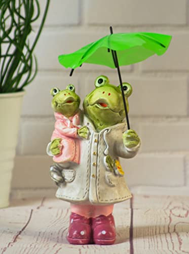Schneemann-Versand Kleine Dekofigur Frösche mit Regenschirm und Regenjacke Mama mit Kind