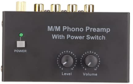 Phono Plattenspieler Vorverstärker, elektronischer Audio Stereo Vorverstärker mit Cinch-Eingang, Cinch-Ausgang und rauscharm, Phono Vorverstärker mit 12V DC Adapter für