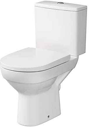 CERSANIT Stand WC mit Spülkasten Komplett | Toiletten mit Toilettensitz aus Duroplast mit Absenkautomatik | Kloschüssel mit Waagerecht Ablauf - 36,5 cm Breite | Stand WC aus Keramik | Farbe: Weiß