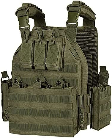 Save & Protect Trading Plattenträger Chest Rig Grün - Taktische Weste mit Schnellverschluss Molle Pouch Magazintasche - Paintball Airsoft Militär Polizei