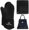 Buddy's Store Ofenhandschuhe, extra lang, mit Silikon-Topfhalter und Grillschürze, bis 260°C hitzebeständige Handschuhe, Rutschfester Topflappen und Kochschürze für sicheres Kochen und Grillen