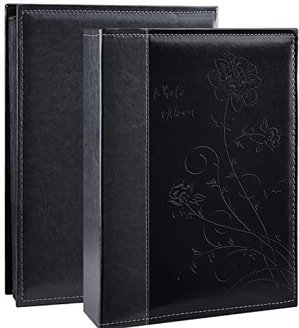 Miaikoe Photo Album 6x4 300 Photos Slip in, Extra Large Capacity Leather Cover Wedding Family Picture Albums Holds 300 Horizontal 10x15cm Landscape Photos(Black)