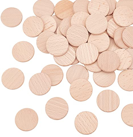 HOBBIESAY 50Pcs 30.5mm Blank Natural Beech Wood Slices Log Color Flat Round Wooden Discs 3.5mm Thick without Textures Smooth Unfinished Wooden Circle Tags for Arts Crafts Paint Projects