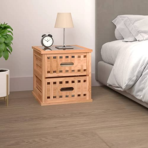 LAPOOH Nachttisch, Nachtschrank, Nachtkästchen, Bedside Table, Komodenschrank, Nachtkommode, Beistelltisch, Nightstand, Schlafzimmer Möbel, 34x34x34 cm Massivholz Nussbaum