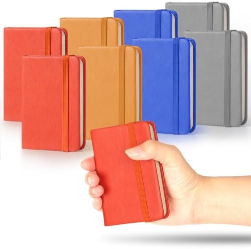 Rabbitale 8 Stück Mini PU Leder Taschenkalender Notizbücher mit Gummiband Perfekt für Notebook Journal, Journal zum Schreiben und Notizbuch für Arbeit