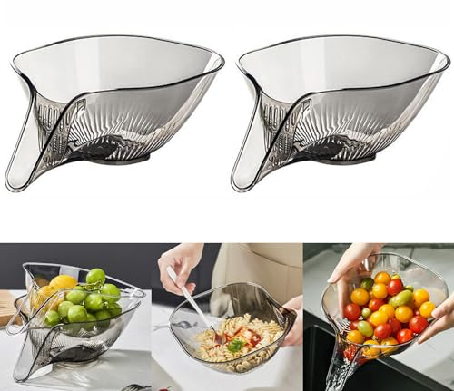 Viilich 2pcs Cesta De Drenaje De Embudo,unidades de escurridor multifuncional,Colador de Fregadero de cocina,Cesta Escurridora Extraíble de plástico,Ideal para Lavar Verduras,Frutas (gris)