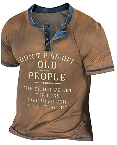 KONG JIMFAN Herren T Shirt Henley Herren Pullover 4XL T Shirts V Ausschnitt Herren Henley Hemd Herren Shirt Weihnachten Hemd Weißer Kragen Arbeits T-Shirt Herren Medieval Shirt(#6 Ginger,XXL)