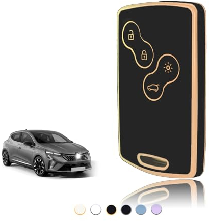 TOOMUME Coque Clé, Etui Cles Étui Clés Carte Adapté pour Renault Scenic Clio Laguna Megane Zoe Captur Duster Espace Fluence Koleos Kangoo Master, Couvre Clef Cache Cle Voiture Telécommande - Smart Key