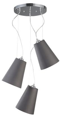 GTV - Deckenlampe Kasel | 3*E27 Hängelampe Ø46cm Breit Wohnzimmerlampe Esstisch Esszimmerlampe | AC220-240V, 50/60Hz | 3 Flammig | Grau