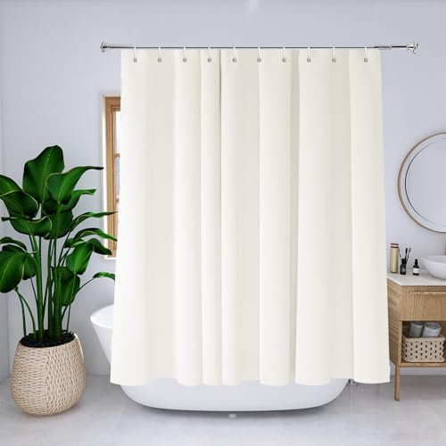 YISURE Rideau de Douche Beige 180 x 220 cm, Lavable en Polyester avec œillets métalliques, Largeur 180 x Hauteur 220 cm