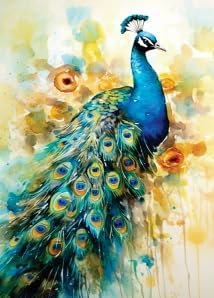 Reispapier, bunt, Pfau, 29,2 x 40,6 cm, für Decoupage, Möbelhandwerk