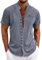 Chemise Homme Manches Courtes Lin Polo Blanche Chemise Manche Courte Homme Col Tunisien en Lin Polo Noir Grande Taille A Carreaux Chemisette Homme Chemise Hawaïenne Grande Taille (A05,L)