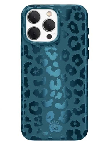 VELVET CAVIAR for iPhone 15 Pro Max Case - Compatible with MagSafe - 10ft Drop Tested - Metallic Navy Blue Leopard