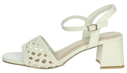 MARCO TOZZI Damen Sandalen mit Absatz Elegant mit Lochmuster, Beige (Cream), 39 EU