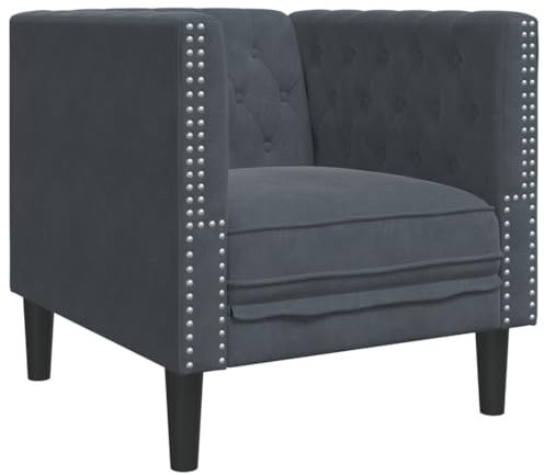 vidaXL Chesterfield Sessel, Loungesessel mit Knopfheftung, Polstersessel Relaxsessel für Wohnzimmer, Clubsessel Cocktailsessel Sofa, Dunkelgrau Samt