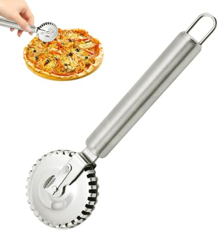 Djowyh Gezähnter Teigrad | Teigschneider Werkzeugrad | Pasta Cutter Wheel Aus Edelstahl Mit Rolle - Nicht Korrosive Backwerkzeuge, Geriffelter Küchenschneider Für Pizza Und Knödel