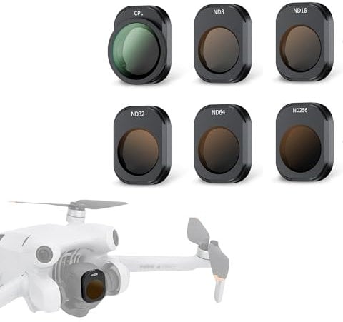 JJC ND CPL Filter Kit für DJI Mini 4 Pro, 6er Pack ND8 ND16 ND32 ND64 ND256 Neutraldichte Fest Graufilter Polarisations Polfilter, Mehrfach Beschichtete Tragbare ND Filter Mini 4 Pro Drohnen Zubehör