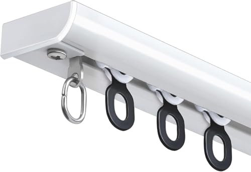 gardinenschiene, ultradünne Gardinenschiene für nach innen öffnende Fenster, mit Rollen und Endkappen, white-100Cm