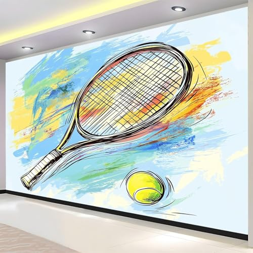 Vlies Fototapete Tennis 3D Effekt 200x140 Sportthema Foto Tapete Schlafzimmer Wohnzimmer Moderne XXL Wandtapete Groß Vliestapete Fototapeten Poster Wand Dekoration a.778
