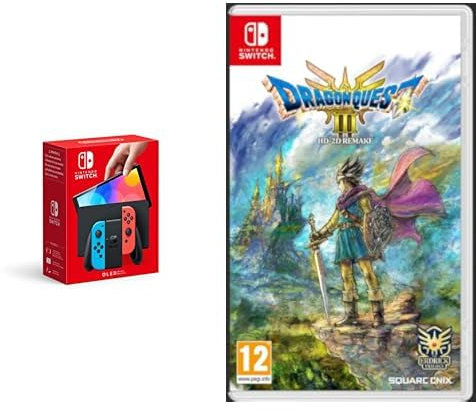 Nintendo Switch (versión OLED) Azul Neón/Rojo Neón & Dragon Quest III HD-2D Remake