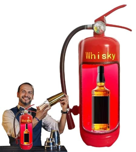 Wonsfuleu Porta whisky per estintore, estintore per bottiglia di vino - Portabottiglie per liquore,Novità di stoccaggio portabottiglie di vino in ferro per vigile del fuoco amante del whisky,