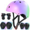 LANOVAGEAR Set de Protección Patinaje, Protección Infantil Consta de Casco Ajustable Rodilleras Coderas para Skate Patinaje Ciclismo Monopatín línea (Rosa Púrpura Verde, S)