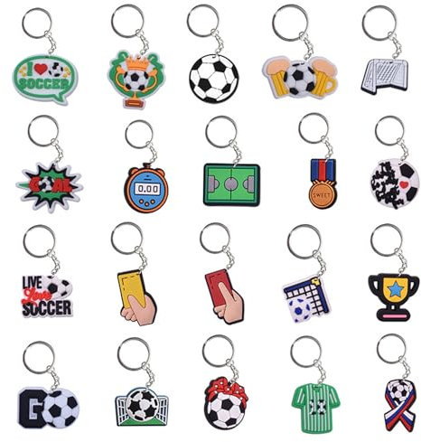 Eymobad 20 stück Fußball Schlüsselanhänger,Mini Cartoon Fußball Schlüsselanhänger,Kinder Party Schlüsselanhänger Silikon Fussball Geburtstags geschenke für Jungen Mädchen kinder Party Mitgebsel