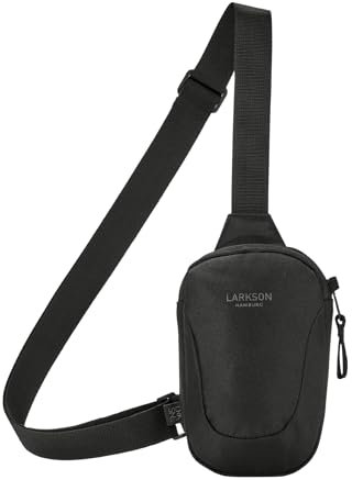 LARKSON Brusttasche Herren & Damen Schwarz - Nils - Anti Diebstahl Umhängetasche für Reise, Festival, City - Kleine Crossbody Bag mit Platz für Handy, Schlüssel, Geldbörse
