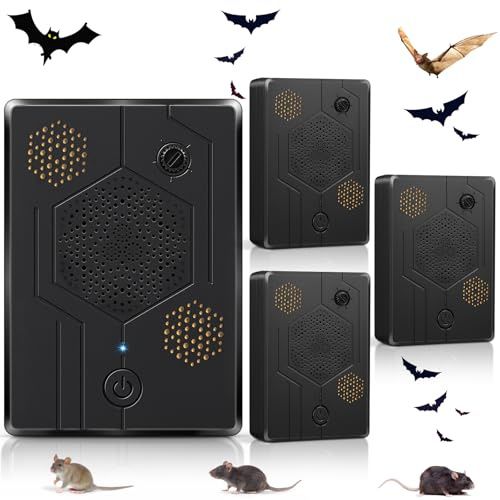 4Pack Ultrasonic Bat Repellent Outdoor for Attic,Bat Deterrent Devices Ultrasonic Pest Repellent Indoor to Keep Bats Away from Porch,Batss Repelling Getting Rid of Bats Exclusion Device Indoor 2025