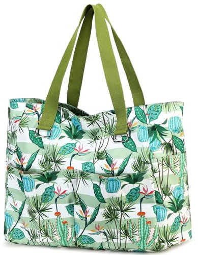 Myhozee Strandtasche XXL Familie groß Badetasche Damen mit Reißverschluss Wasserdicht Sanddicht Beach Bag Sommertasche Schwimmtasche Shopper Saunatasche Reisetasche Tote Bag für Strand Schwimmbäder