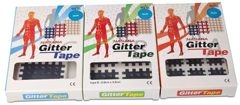 Nasara Original Gitter Tape im 3er Sparset (1x Typ A, 1x Typ B, 1x Typ C), dunkelblau