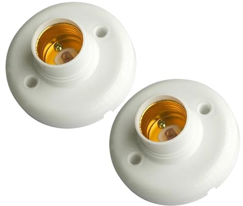 Lot de 2 douilles murales E27 en plastique pour ampoule LED
