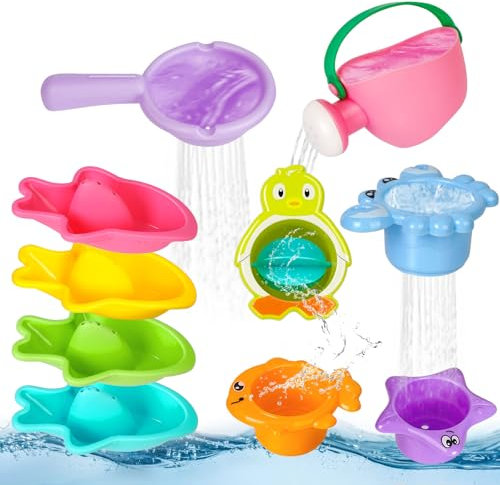 Giocattoli per Vasca da Bagno, 10 Pezzi, Giocattolo Acquatico per Bambini, a Partire da 1 2 3 4 anni, Giocattolo per Acqua, Giocattolo per Piscina, Regalo