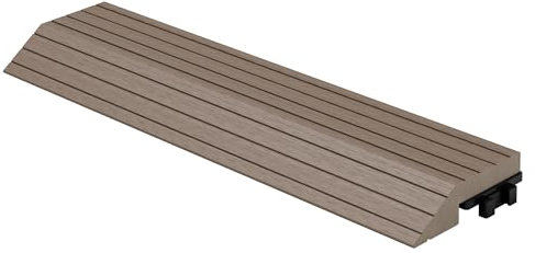 ML-Design WPC Abschlussleiste gerade Dunkelbraun für Terrassenfliesen, 30x2x7,5 cm, Holzoptik, WPC-Fliesen Abdeckleiste geriffelt mit Klicksystem & Drainage, Umrandung Bodenbelag Randabschlussleiste