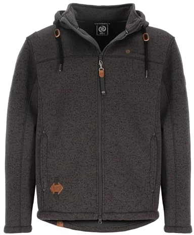 Dry Fashion Herren Wollfleece-Jacke Helgoland - Jacke Anthrazit, Größe S | Windabweisend & weich, Sportive Passform, Verstellbare Kapuze, Reißverschlusstaschen & Innentasche
