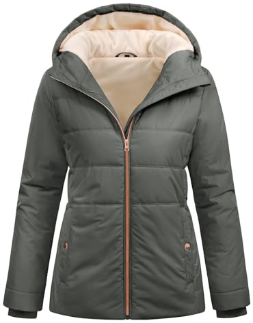 Vancavoo Doudoune Femme Courte Hiver Manteau Chaude à Capuche Déperlante | Capuche fixe Réglable, Poignets Côtelés, Fermeture Zippée et Poches pour Le Quotidien et Les Voyages