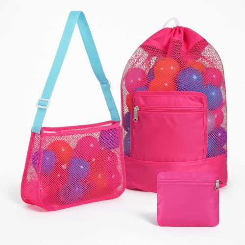 ZXTGBQ 2 Stück Strandspielzeug Tasche Strandtasche für Sandspielzeug Wasserspielzeug Rucksack Beutel mit Kordelzug, Sandspielzeug Tasche, Strandtasche Strandspielzeug, Netztasche Sandspielzeugg