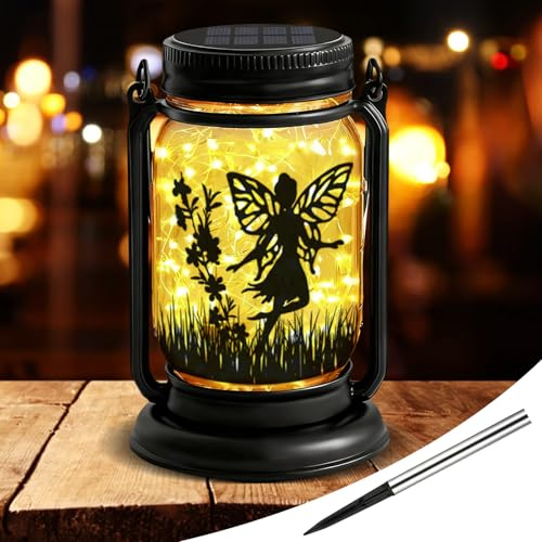 Solarlampen für Außen, 3-in-1 Solar Laternen Outdoor Hängelaternen | IP44 Wasserdicht, Engel Schmetterlings Solarlampen für Außen Garten, Solarleuchten Garten für Garten, Terrasse, Patio, Rasen