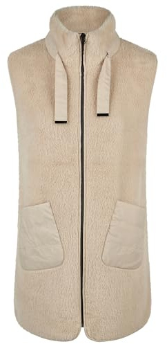 BARBARA LEBEK Damen Kuschel Kunstfell Weste mit Taschen (sand) Größe 38