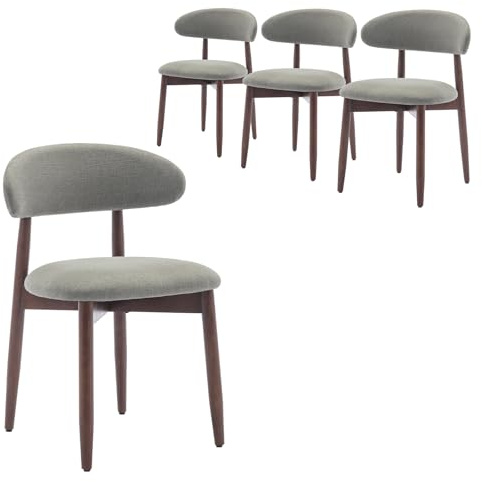 COLAMY Esszimmerstühle 4er Set, Polsternder Stühle Esszimmer mit Rückenlehne, Moderne Küchenstühle Gepolstert, Stoff Dining Chairs mit Back und Holzbeinen für Esszimmer, Küche, Restaurant, Grün