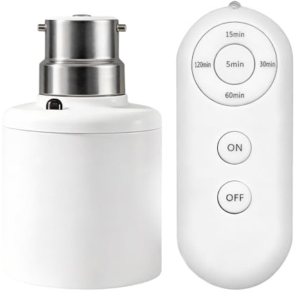 Kinhoou B22 to E27 Lamp Base Converter with Remote Control, Bayonet to Screw Edison, BC to ES Lamp Base Adapter for LED Bulbs and Incandescent Bulbs Socket Adapter